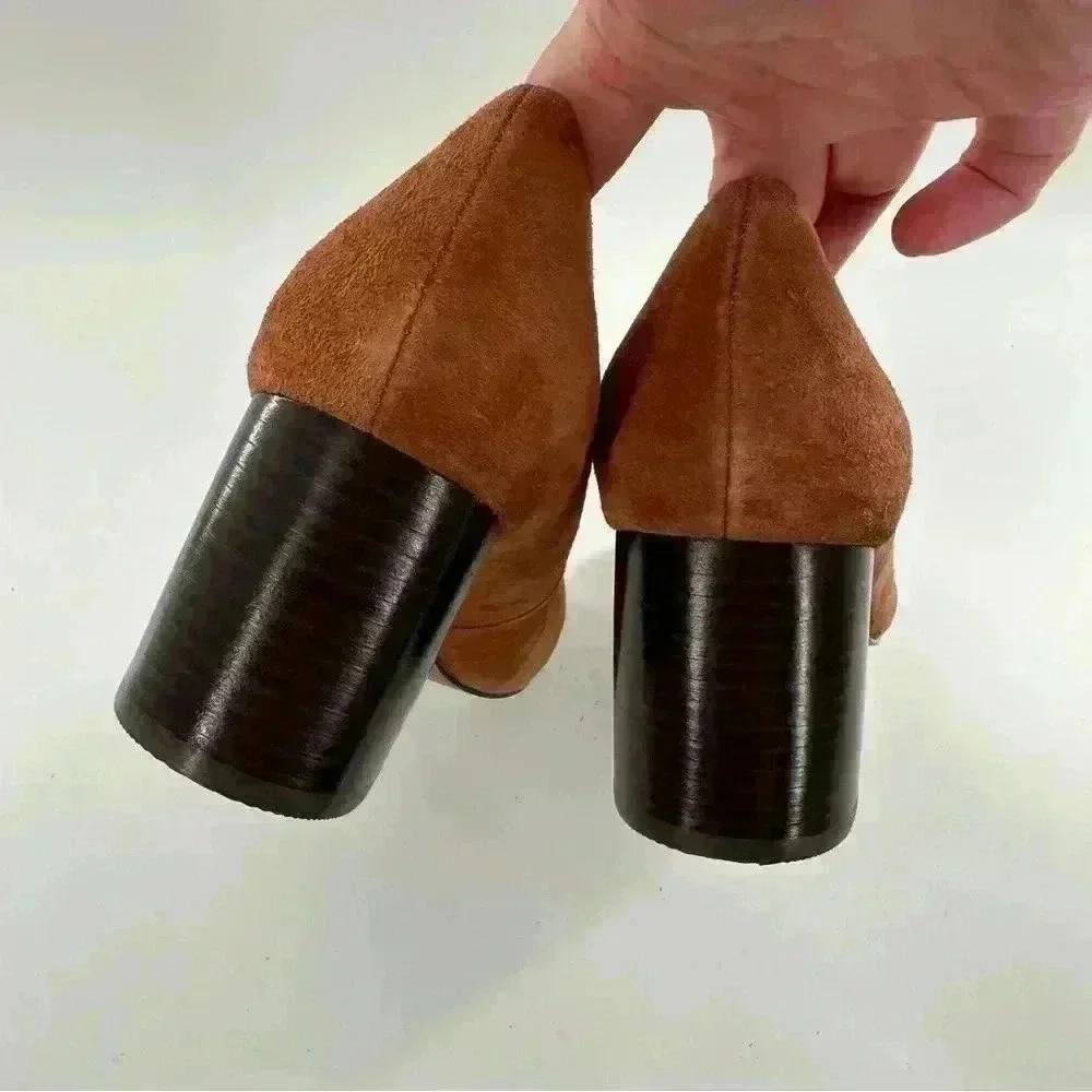 Adrienne Vittadini womens heels size 7.5 burnt orange suede round toe career